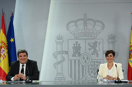 16/05/2023. Rueda de prensa tras el Consejo de Ministros: Isabel Rodríguez y José Luis Escrivá. La portavoz del Gobierno y ministra de Polít...