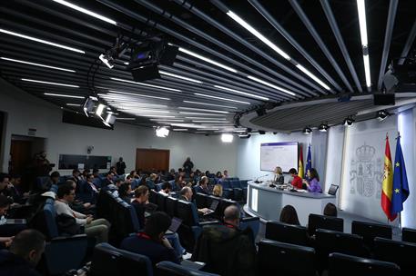 17/01/2023. Rueda de prensa tras el Consejo de Ministros: Rodríguez, Calviño y Belarra. La vicepresidenta primera y ministra de Asuntos Econ...