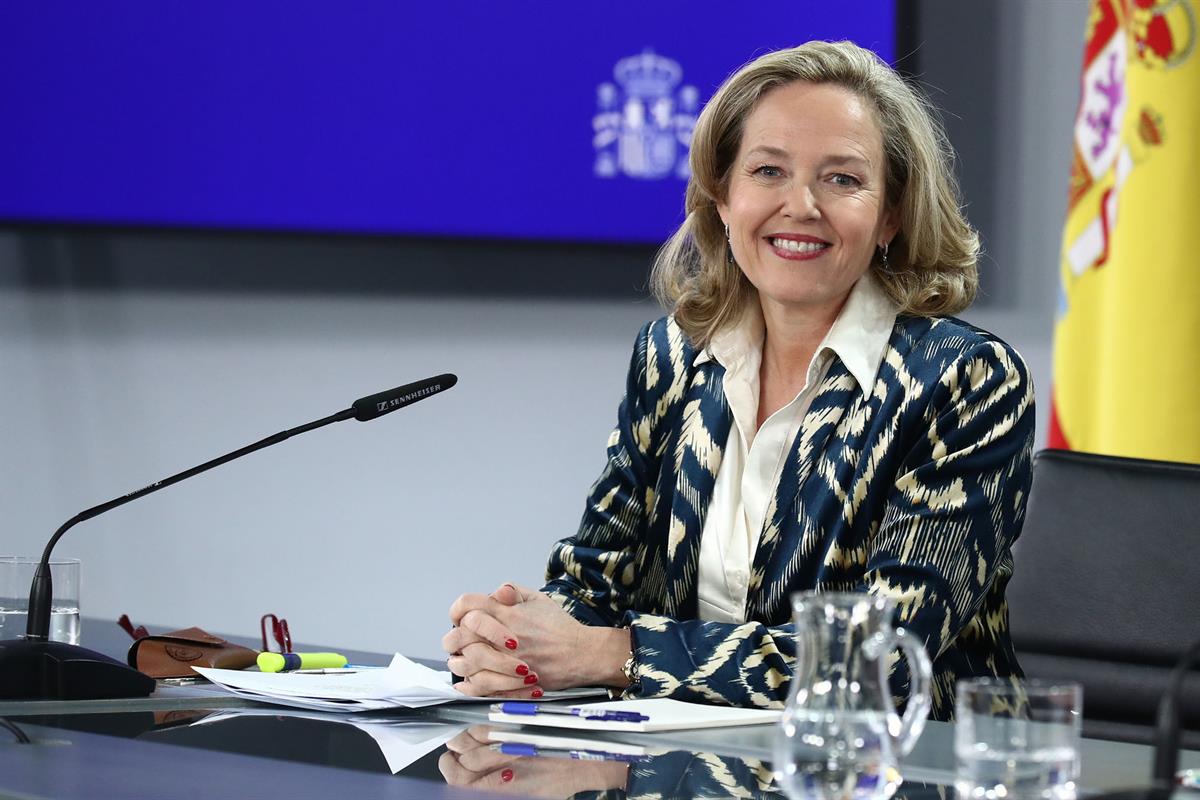 17/01/2023. Rueda de prensa tras el Consejo de Ministros: Rodríguez, Calviño y Belarra. La vicepresidenta primera y ministra de Asuntos Econ...