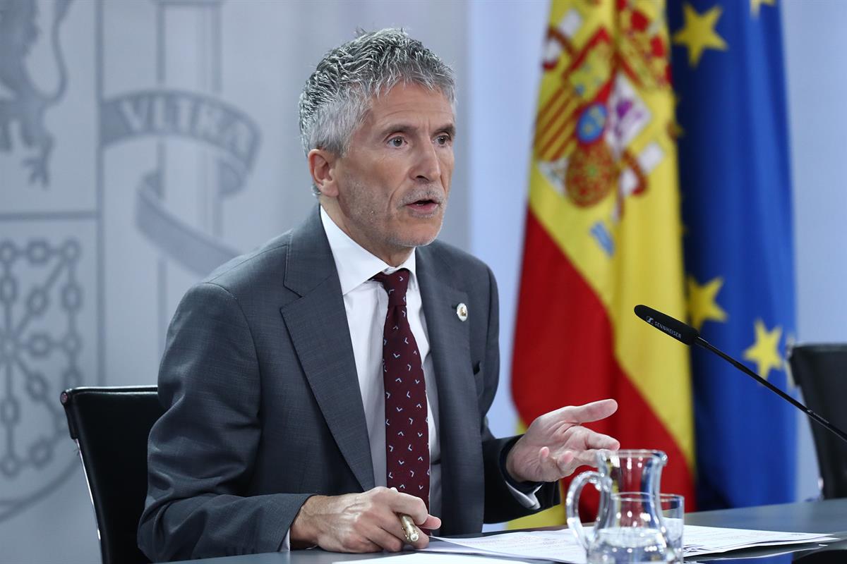 El ministro del Interior, Fernando Grande-Marlaska, en la rueda de prensa posterior al Consejo de Ministros.