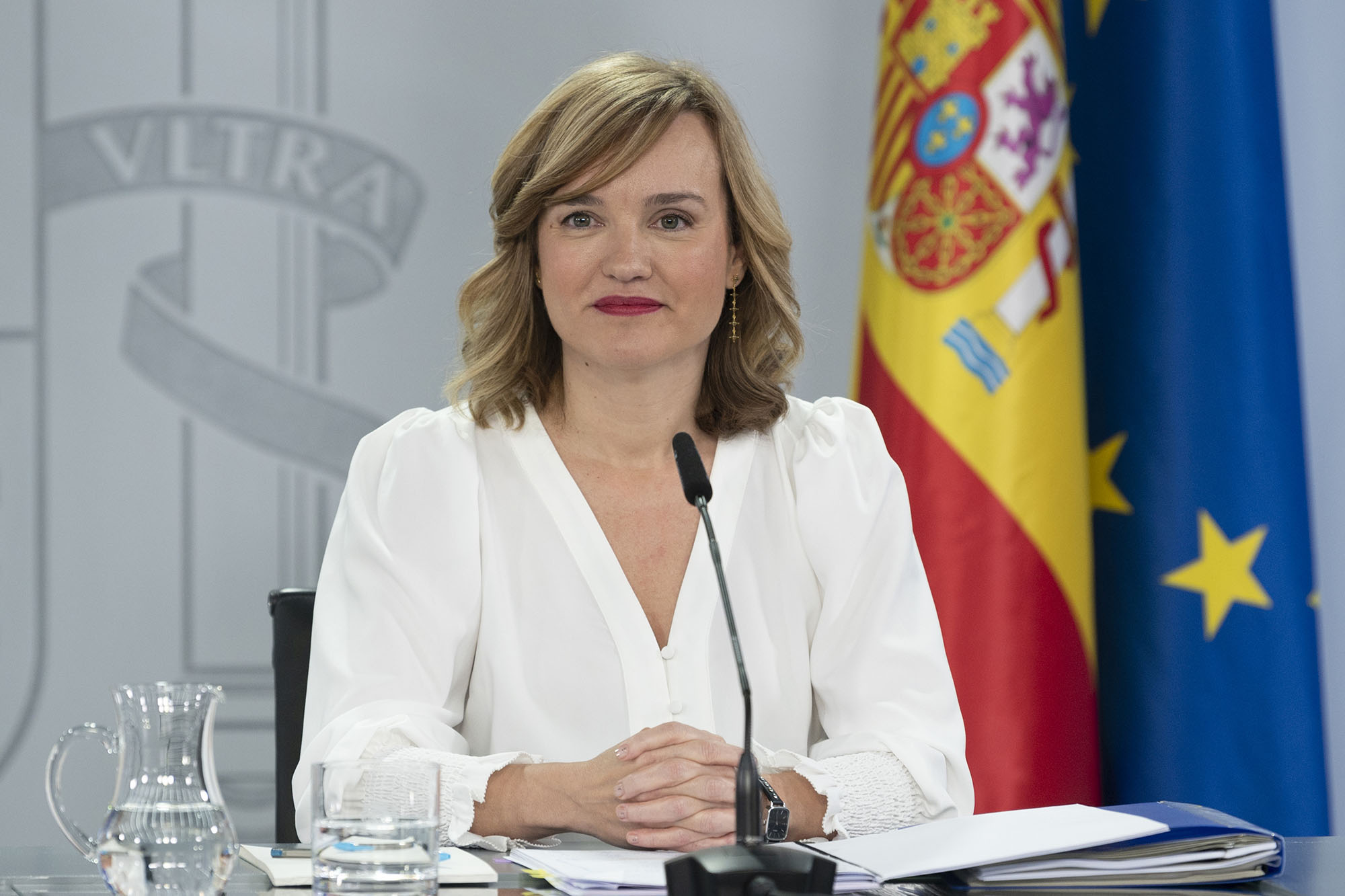 Pilar Alegría durante la rueda de prensa posterior al Consejo de Ministros