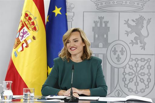 La portavoz del Gobierno, Pilar Alegría, en la rueda de prensa posterior al Consejo de Ministros