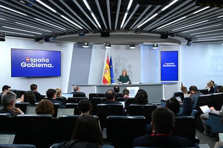 22/11/2023. Rueda de prensa tras el primer Consejo de Ministros de la XV Legislatura: Pilar Alegría. La ministra de Educación, Formación Pro...