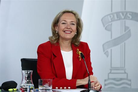 23/05/2023. Rueda de prensa tras el Consejo de ministros: Nadia Calviño, Isabel Rodríguez y José Miñones. La vicepresidenta primera del Gobi...