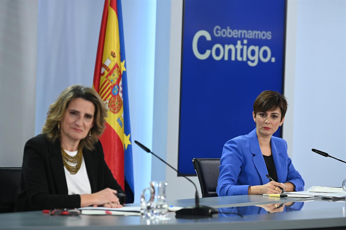 24/01/2023. Rueda de prensa tras el Consejo de Ministros: Isabel Rodríguez y Teresa Riberal. La ministra de Política Territorial y portavoz,...