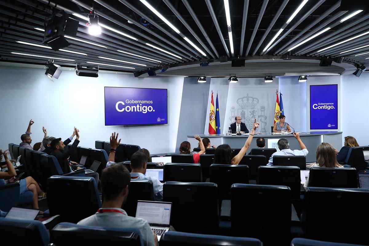 29/08/2023. Rueda de prensa tras el Consejo de Ministros: Isabel Rodríguez y Miquel Iceta. La ministra de Política Territorial y portavoz de...