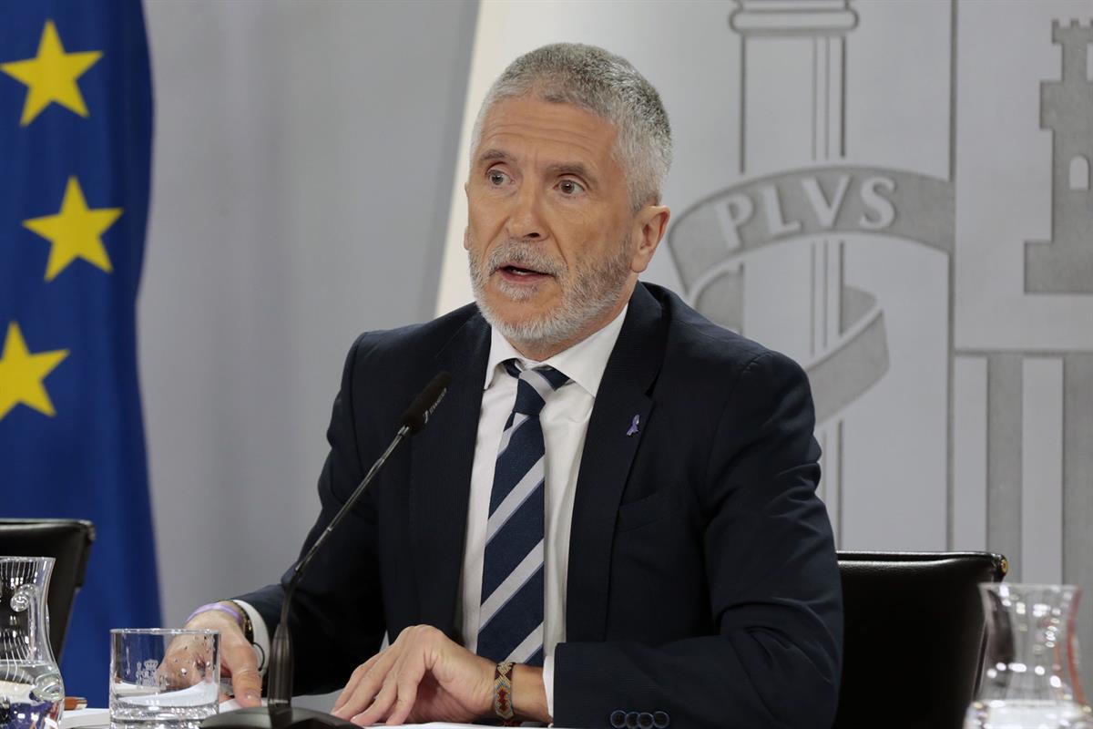 Fernando Grande-Marlaska durante la rueda de prensa posterior al Consejo de Ministros