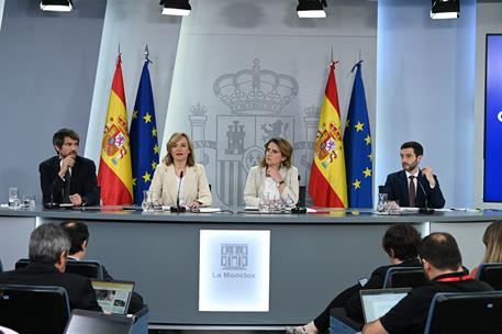 11/06/2024. Rueda de prensa tras el Consejo de Ministros: Teresa Ribera, Pilar Alegría, Ernest Urtasun y Pablo Bustinduy. El ministro de Cul...