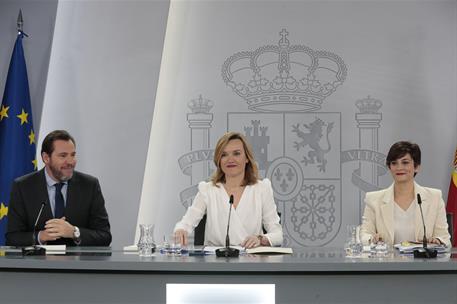 13/02/2024. Rueda de prensa tras el Consejo de Ministros: Pilar Alegría, Óscar Puente e Isabel Rodríguez. La ministra de Educación, Formació...