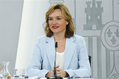 16/07/2024. Rueda de prensa tras el Consejo de Ministros: María Jesús Montero, Pilar Alegría y Carlos Cuerpo. La ministra de Educación, Form...