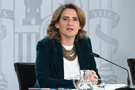 20/02/2024. Rueda de prensa tras el Consejo de Ministros: Pilar Alegría, Teresa Ribera y Óscar Puente. La vicepresidenta tercera y ministra ...