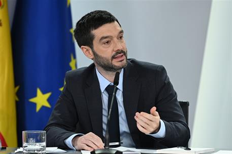 23/01/2024. Rueda de prensa tras el Consejo de Ministros: Pablo Bustinduy, Pilar Alegría y Felix Bolaños. El ministro de Derechos Sociales, ...