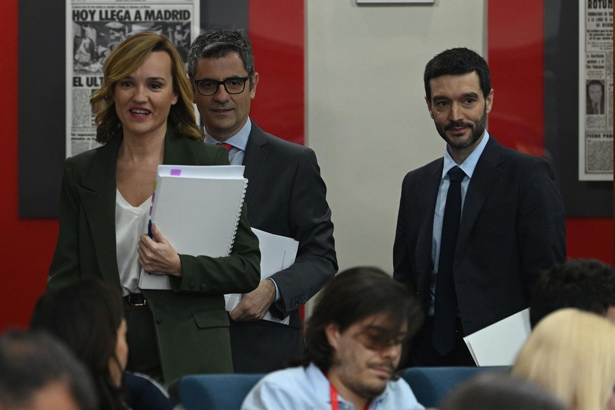 23/01/2024. Rueda de prensa tras el Consejo de Ministros: Pilar Alegría, Felix Bolaños y Pablo Bustinduy. La ministra de Educación, Formació...