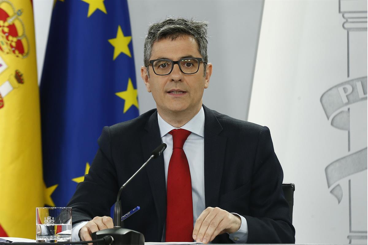 Félix Bolaños durante la rueda de prensa posterior al Consejo de Ministros