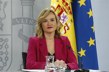 23/04/2024. Rueda de prensa tras el Consejo de Ministros: Pilar Alegría y Félix Bolaños. La ministra de Educación y Formación Profesional y ...