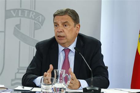 23/07/2024. Luis Planas. El ministro de Agricultura, Pesca y Alimentación, Luis Planas, durante su comparecencia en la rueda de presa tras e...