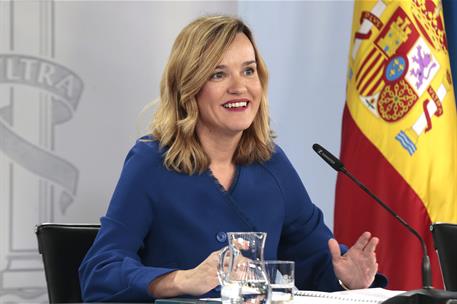 26/03/2024. Rueda de prensa tras el Consejo de Ministros: Pilar Alegría, Félix Bolaños y Ernest Urtasun. La ministra de Educación y Formació...