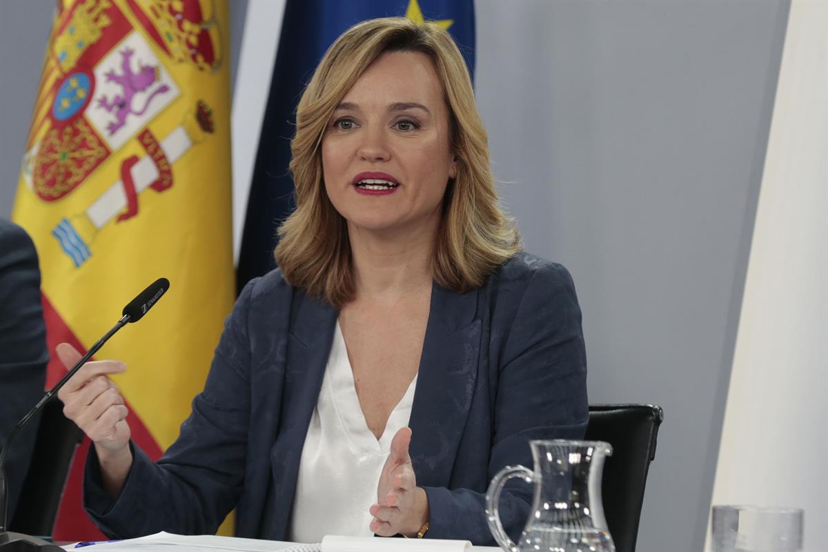 la ministra de Educación, Formación Profesional y Deportes y portavoz del Gobierno, Pilar Alegría, en la rueda de prensa