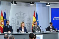 Los ministros Carlos Cuerpo, Pilar Alegría, Ernest Urtasun y Pablo Bustinduy