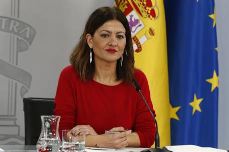 30/01/2024. Rueda de prensa tras el Consejo de Ministros: García, Alegría y Rego. La ministra de Juventud e Infancia, Sira Rego, en la rueda...