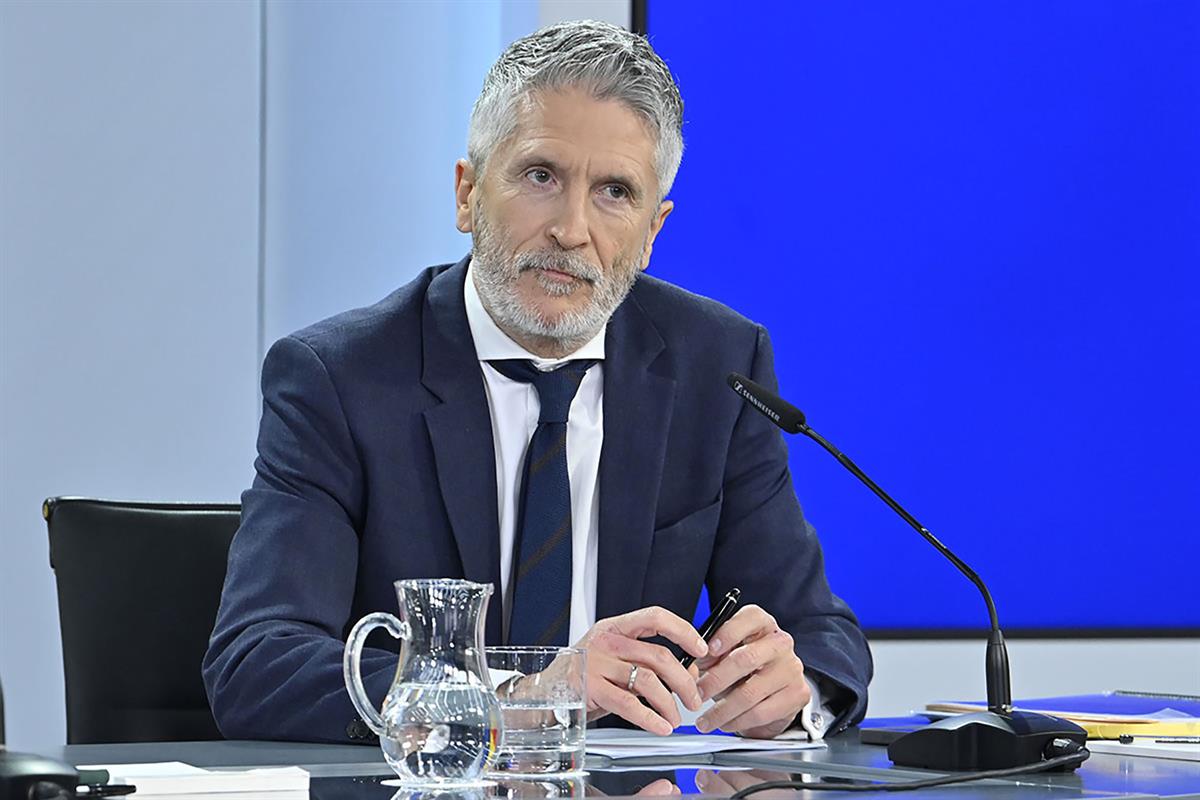 1/04/2025. Rueda de prensa tras el Consejo de Ministros: José Manuel Albares, Pilar Alegría, Sara Aagesen y Fernando Grande-Marlaska. El min...