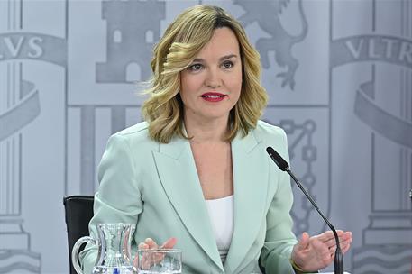 1/04/2025. Rueda de prensa tras el Consejo de Ministros: José Manuel Albares, Pilar Alegría, Sara Aagesen y Fernando Grande-Marlaska. La min...