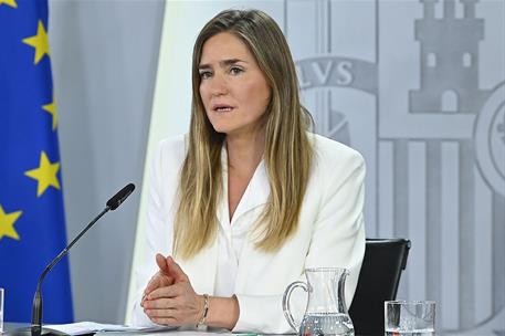 1/04/2025. Rueda de prensa tras el Consejo de Ministros: José Manuel Albares, Pilar Alegría, Sara Aagesen y Fernando Grande-Marlaska. La min...