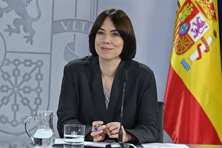 3/06/2025. Rueda de prensa tras el Consejo de Ministros: Mónica García, Pilar Alegría y Diana Morant. La ministra de Ciencia, Innovación y U...