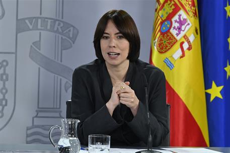 3/06/2025. Rueda de prensa tras el Consejo de Ministros: Mónica García, Pilar Alegría y Diana Morant. La ministra de Ciencia, Innovación y U...