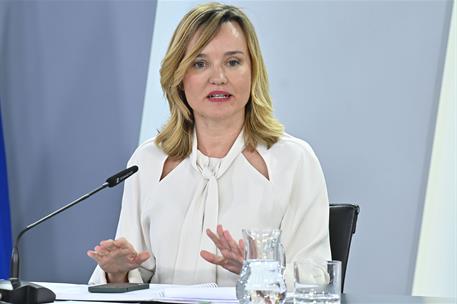 6/05/2025. Rueda de prensa tras el Consejo de Ministros: Isabel Rodríguez, Pilar Alegría, Yolanda Díaz y Óscar López. La ministra de Educaci...