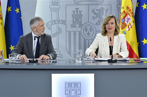 8/07/2025. Press conference after the Council of Ministers. The Minister for Home Affairs, Fernando Grande-Marlaska, along with Minister for...