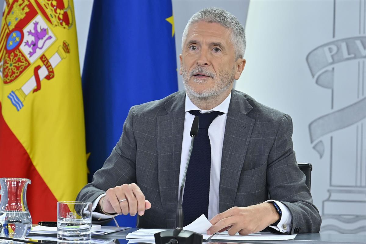 El ministro del Interior, Fernando Grande-Marlaska, en la rueda posterior al Consejo de Ministros
