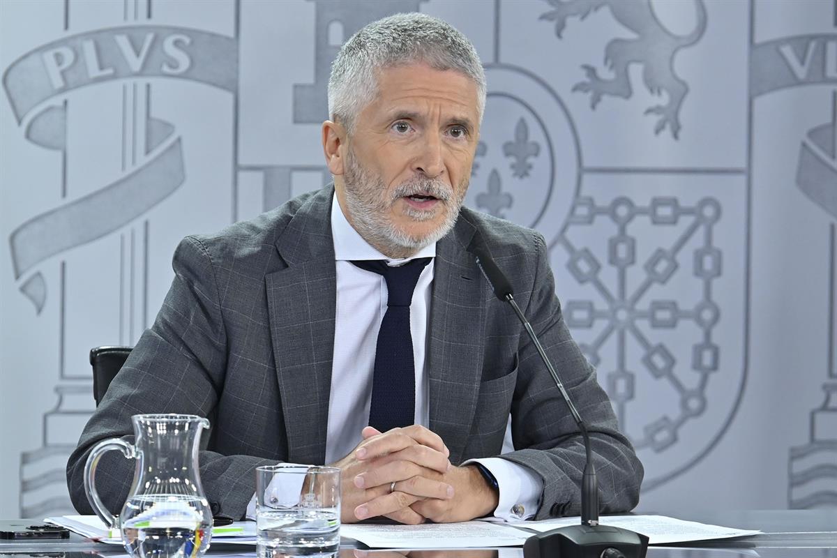 El ministro del Interior, Fernando Grande-Marlaska, en la rueda posterior al Consejo de Ministros
