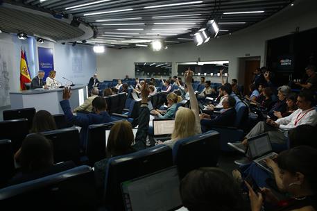 8/07/2025. Rueda de prensa tras el Consejo de Ministros: Fernando Grande-Marlaska y Pilar Alegría. El ministro del Interior, Fernando Grande...
