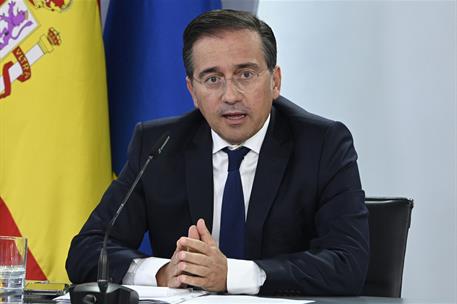 9/09/2025. Rueda de prensa tras el Consejo de Ministros: José Manuel Albares, Pilar Alegría y Mónica García. El ministro de Asuntos Exterior...