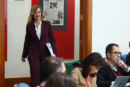 11/11/2025. Rueda de prensa tras el Consejo de Ministros: Pilar Alegría. La ministra de Educación, Formación Profesional y Deportes, y porta...