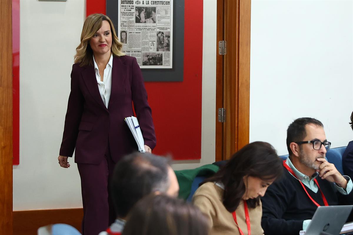 11/11/2025. Rueda de prensa tras el Consejo de Ministros: Pilar Alegría. La ministra de Educación, Formación Profesional y Deportes, y porta...