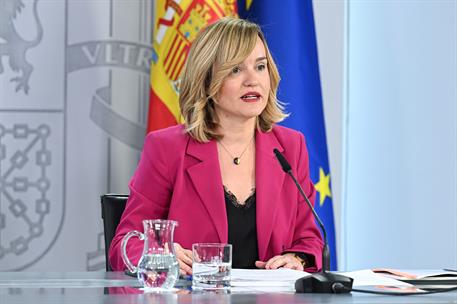 13/05/2025. Rueda de prensa tras el Consejo de Ministros: Félix Bolaños y Pilar Alegría. La ministra de Educación, Formación Profesional y D...