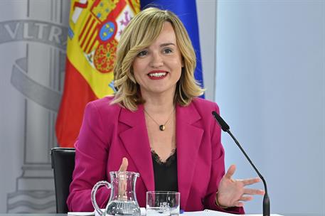 13/05/2025. Rueda de prensa tras el Consejo de Ministros: Félix Bolaños y Pilar Alegría. La ministra de Educación, Formación Profesional y D...