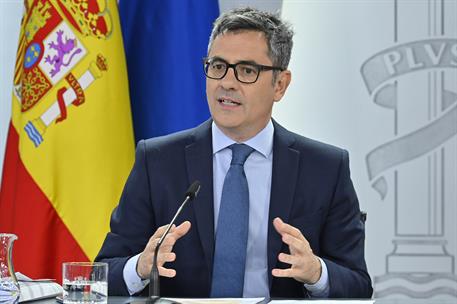 13/05/2025. Rueda de prensa tras el Consejo de Ministros: Félix Bolaños y Pilar Alegría. El ministro de la Presidencia, Justicia y Relacione...