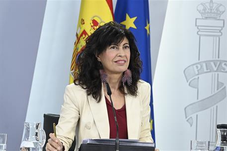 14/10/2025. Rueda de prensa tras el Consejo de Ministros: Ana Redondo. La ministra de Igualdad, Ana Redondo, durante la rueda de prensa post...