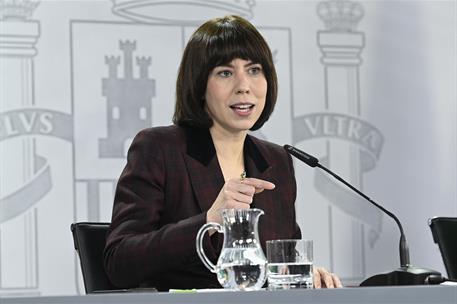 16/12/2025. Rueda de prensa tras el Consejo de Ministros: Diana Morant, Pilar Alegría y Ana Redondo. La ministra de Ciencia, Innovación y Un...