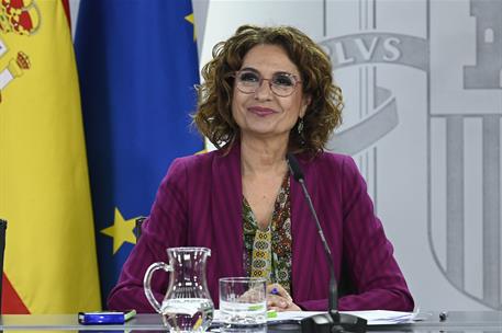 18/11/2025. Rueda de prensa tras el Consejo de Ministros: Carlos Cuerpo, María Jesús Montero, Pilar Alegría y Ángel Víctor Torres. La vicepr...