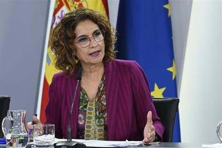 18/11/2025. Rueda de prensa tras el Consejo de Ministros: Carlos Cuerpo, María Jesús Montero, Pilar Alegría y Ángel Víctor Torres. La vicepr...