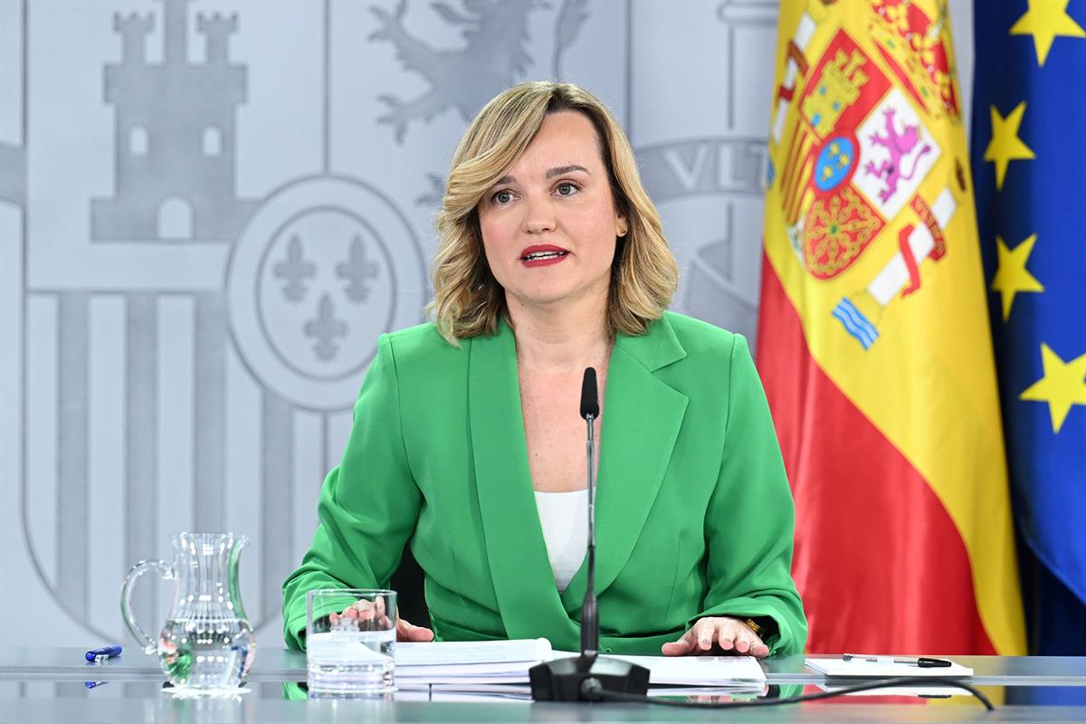 20/05/2025. Rueda de prensa tras el Consejo de Ministros: Ana Redondo y Pilar Alegría. La ministra de Educación, Formación Profesional y Dep...