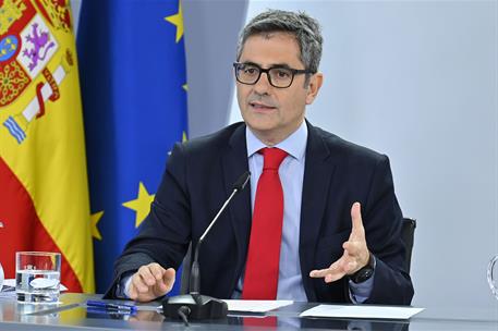22/07/2025. Rueda de prensa tras el Consejo de Ministros: Félix Bolaños, Pilar Alegría y Ana Redondo. El ministro de la Presidencia, Justici...