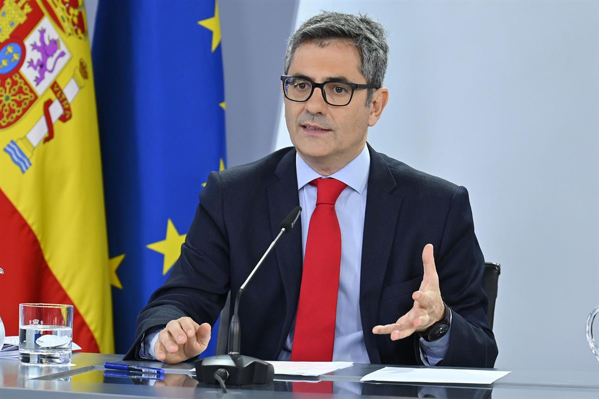 El ministro de la Presidencia, Justicia y Relaciones con las Cortes, Félix Bolaños, en la rueda de prensa tras el Consejo de Min