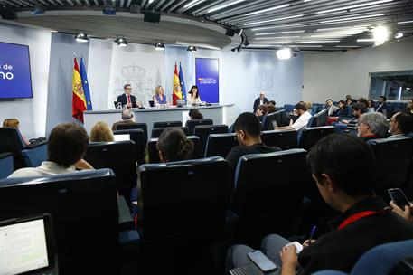 22/07/2025. Rueda de prensa tras el Consejo de Ministros: Félix Bolaños, Pilar Alegría y Ana Redondo. El ministro de la Presidencia, Justici...