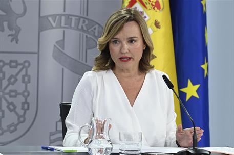 23/09/2025. Rueda de prensa tras el Consejo de Ministros: Pilar Alegría. La ministra de Educación, Formación Profesional y Deportes y portav...