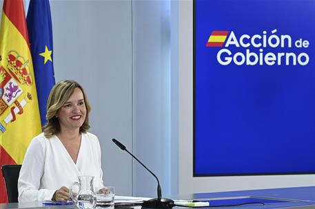 23/09/2025. Rueda de prensa tras el Consejo de Ministros: Pilar Alegría. La ministra de Educación, Formación Profesional y Deportes y portav...